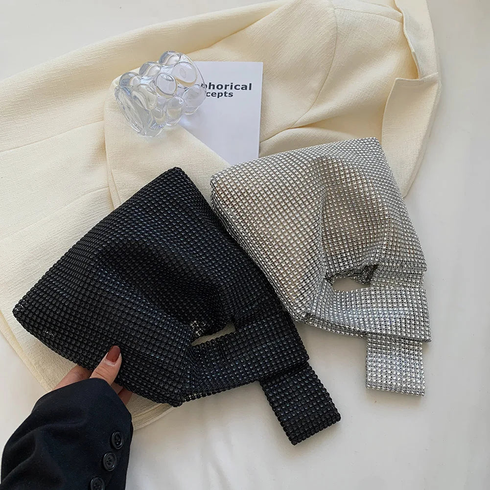 Women Fashion Sequin Bag Solid Color Rhinestone Shinny Clutch Bag Versatile Sparkly Evening Bags Female Evening Party Handbag