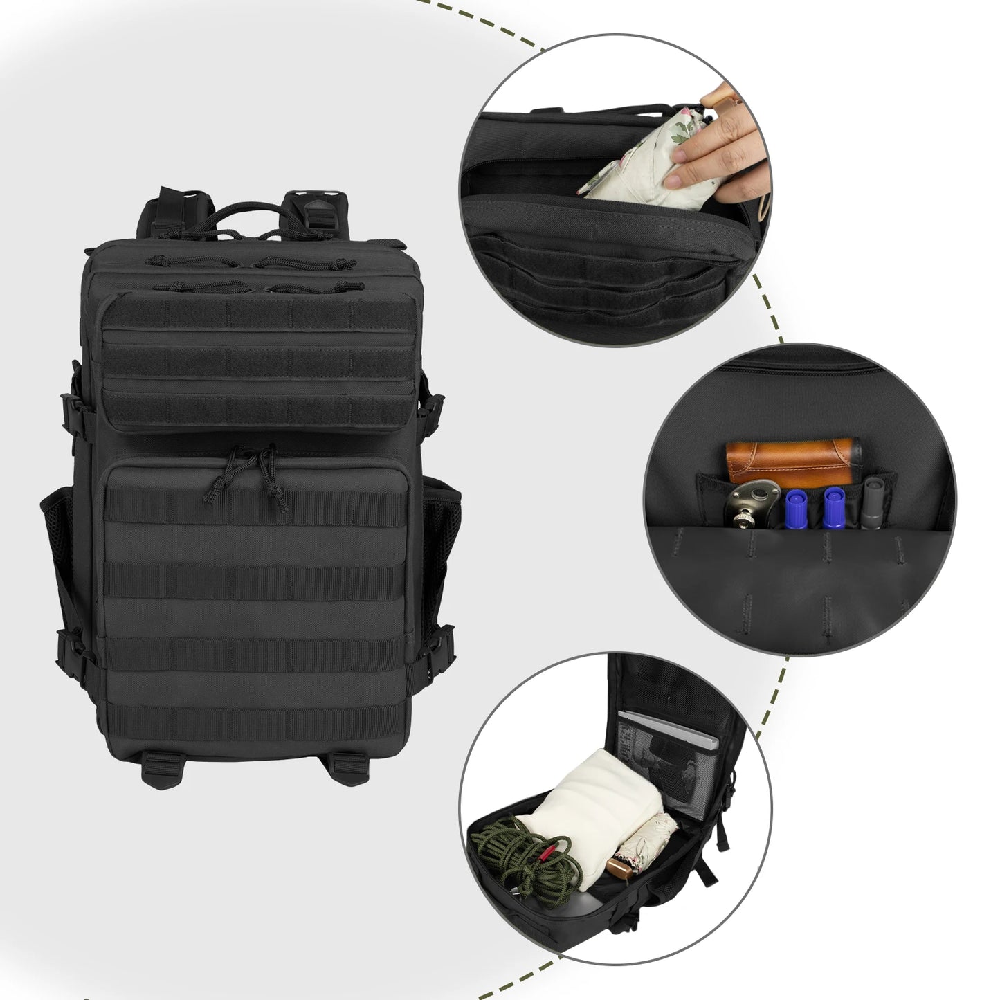 35l Tactical BackPack for Men Highland Assault Big Army Pack 3 Day molle bug out back with Water Cut back outdoor camping hiking