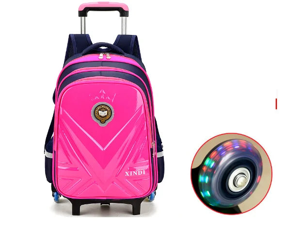 kids PU 3D School Wheeled Backpack for boys Children Rolling Luggage Suitcase Travel Trolley Bag for kids Schoolbag on wheels