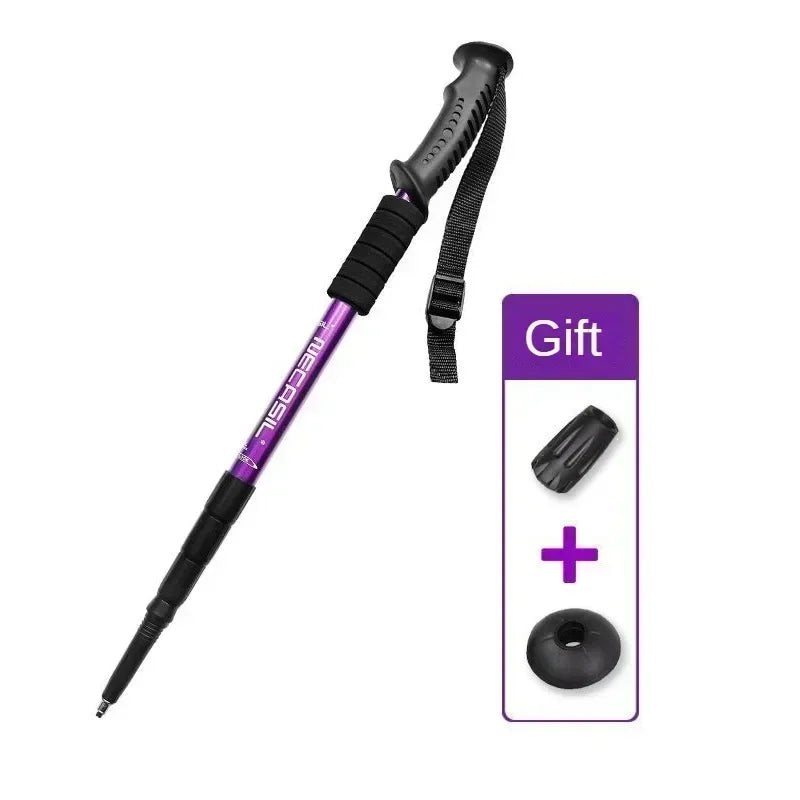 1-pack aluminum alloy telescopic trekking poles ultra-light shock-absorbing walking poles trekking poles