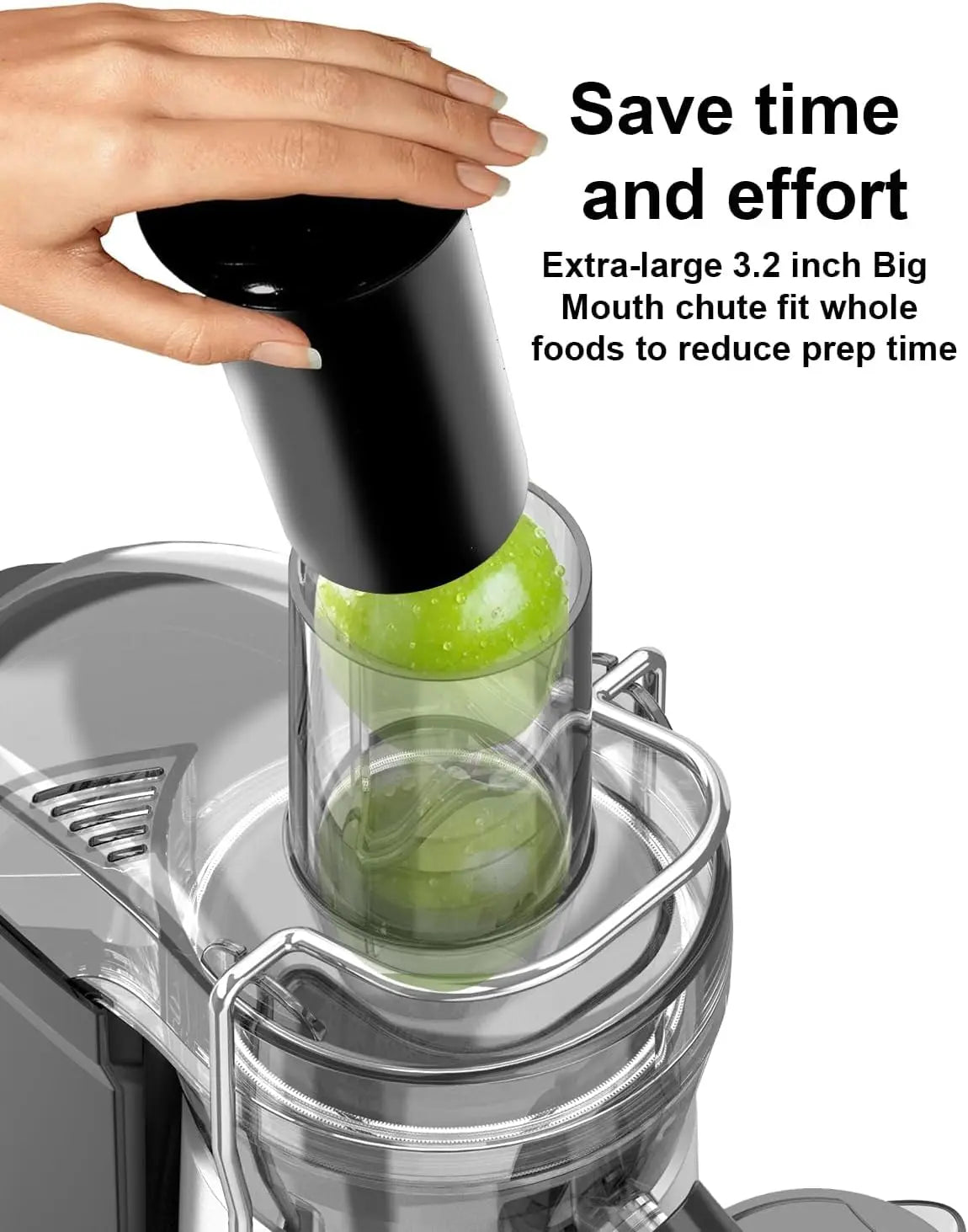 SiFENE Centrifugal Juicer Machine, Rapid 1000W Juice Extractor, Large 3.2'' Feed Chute for Whole Fruit & Veg Juicing, Gray