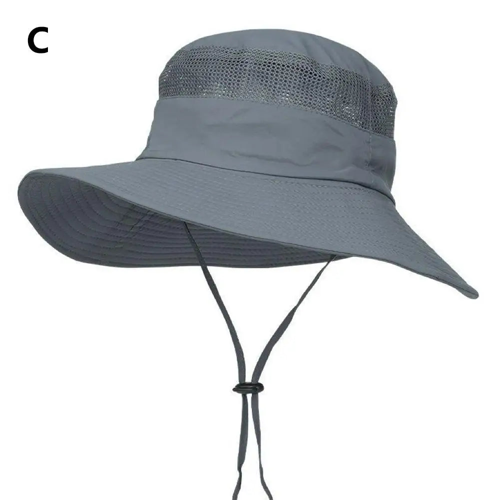 Summer Cool Mountaineering Cap Mesh Breathable Men Sun Hat Large Brim Outdoor Visors Fashion Male Fisherman Hats