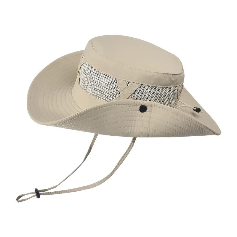 1PC Hollow Bucket Hat for Men Breathable UPF 50+ Hiking Beach Foldable UV Protection Fishing Summer Safari Sun Cap Adjustable