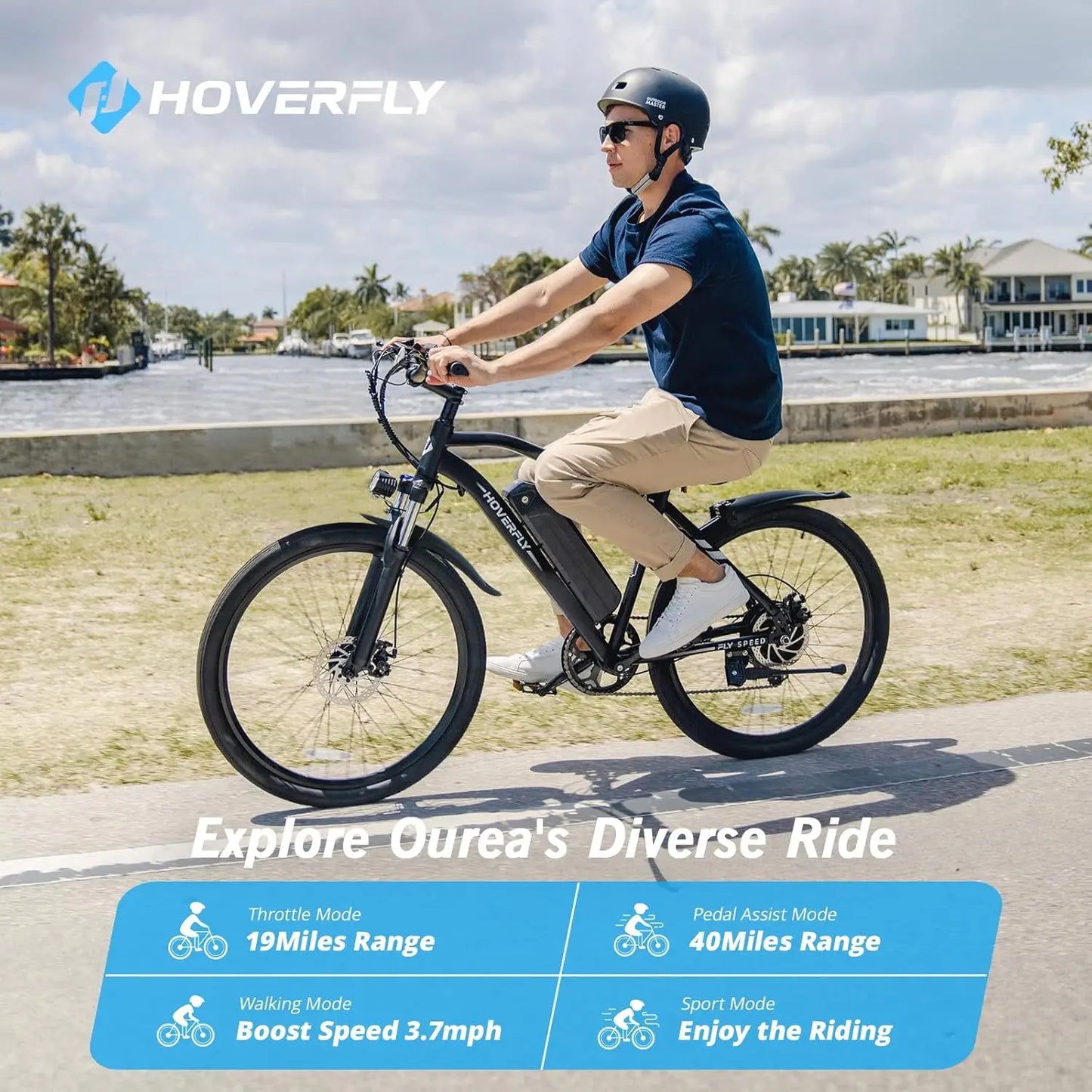 Electric Bike 26", 750W Peak Motor Mountain , Up to 40 Miles 20MPH Removable Battery, 7-Speed and Shock