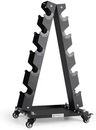 Premium Solid Steel Dumbbell Rack Stand Only, A-Frame Portable Weight Storage Organizer with Optional Tray and Wheels, Perfect f