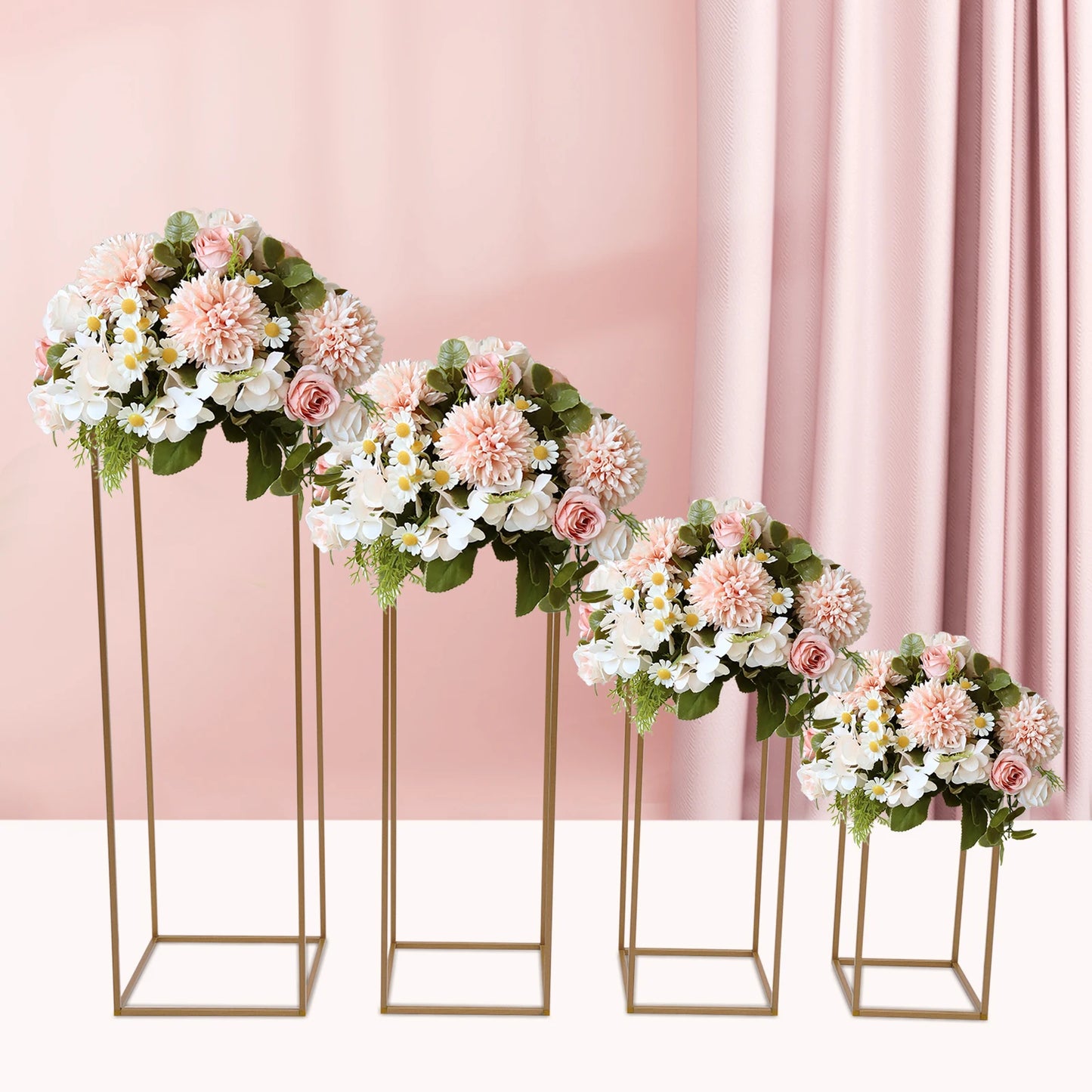 4Pcs Tall Gold Wedding Backdrop Flower Vase Stand Metal Table Centerpieces Decor Floral Arrangement for Party Home Decor