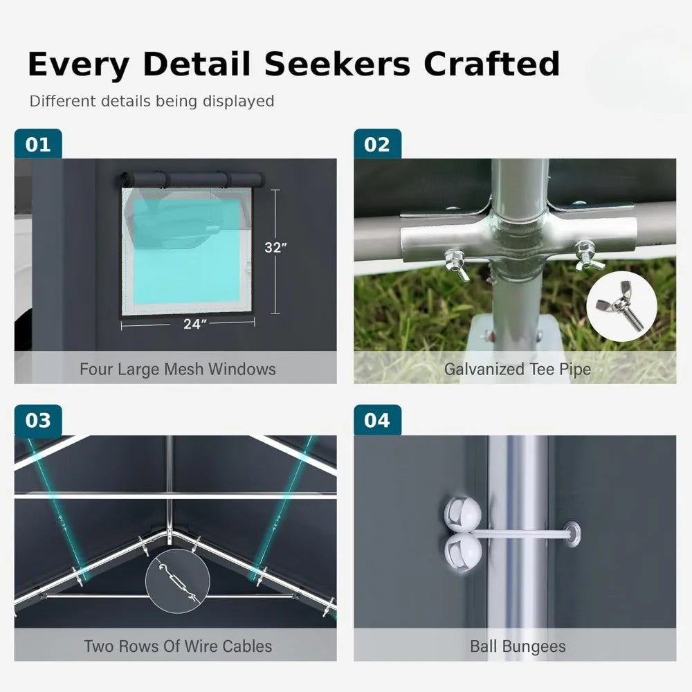 Heavy Duty Carport, Oversized Portable Garage Shelter, Outdoor Car Tent Tent with Rolled Up Sidewalls and Boat Truck Party Doors