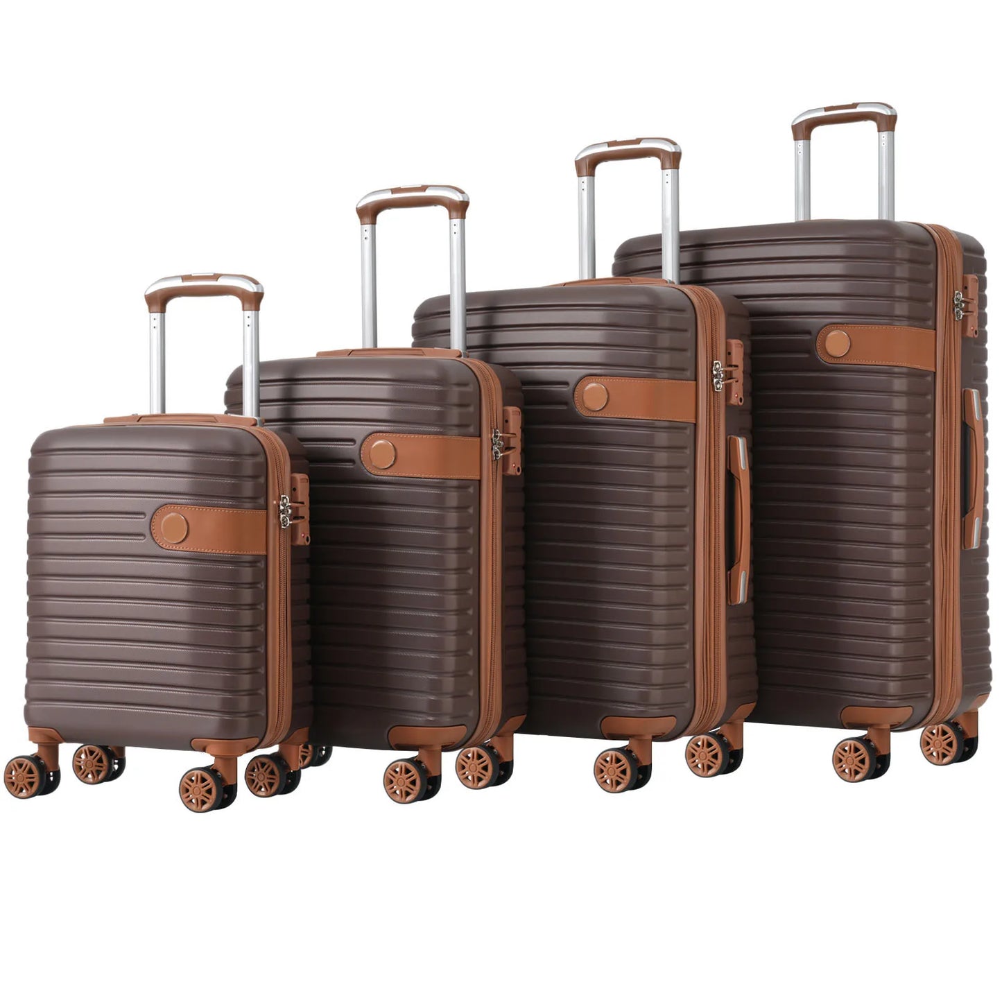 4 PCS ABS Hardside Rolling Luggage with Spinner Wheels 16'' 20'' 24'' 28'' Expandable Travel Hardside Suitcase TSA Approved Lock