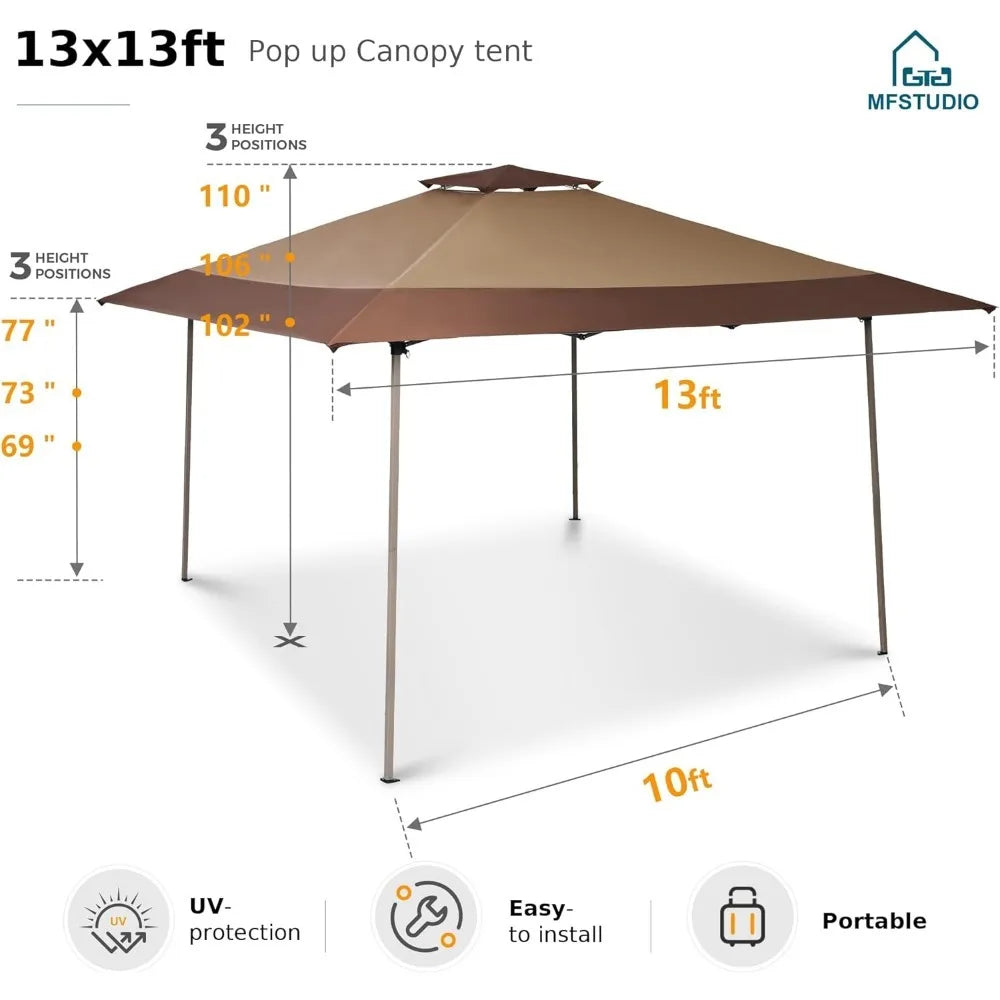 13X13 Patio Gazebo, Canopy Outdoor Canopy Tent, Easy Set-up Straight Leg Folding Instant Shelter for Beach, Party and Camping