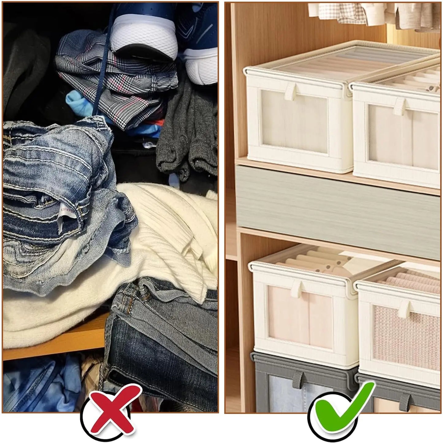 Visible Wardrobe Storage Organizer with Clear Window Large Capacity for Home Closet Bedroom T-Shirt Underwear Pants Organization