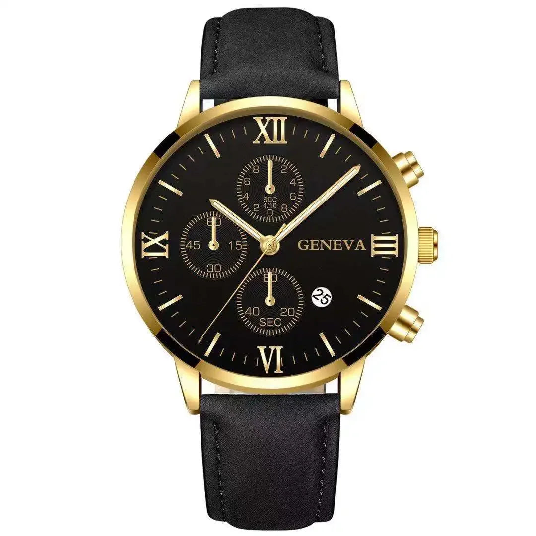 1PC Black Quartz Watch Men Roman Dial Watch Fashion Round Date Quartz Watch for Sports Relogios Masculino Relojes Para Hombres