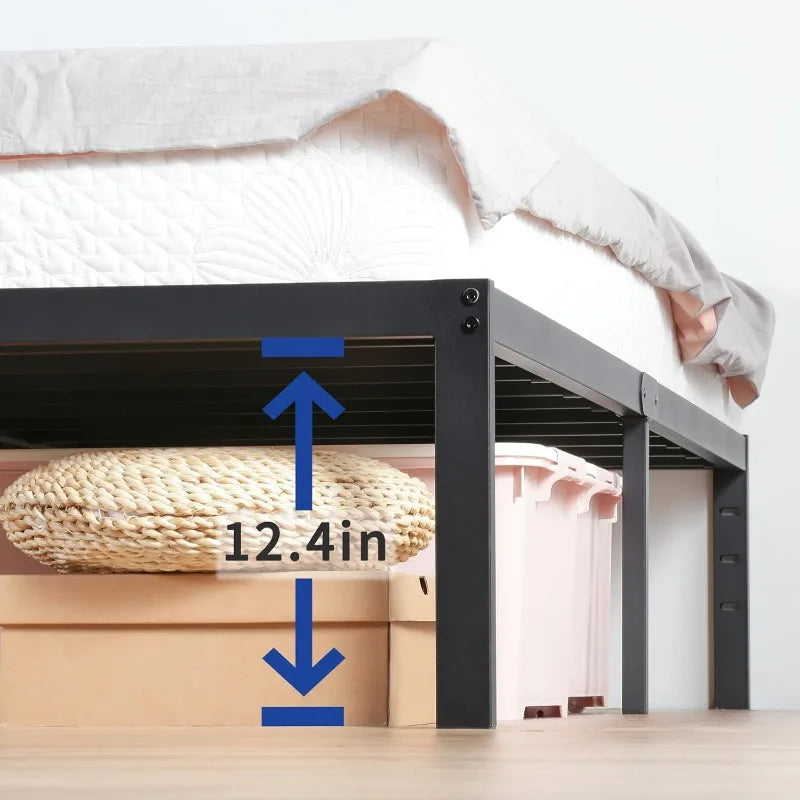 Olee Sleep 14 Inch Heavy Duty Steel Slat Anti-Slip Support, Easy Assembly Platform Bed Frame, Noise Free Steel Mattress