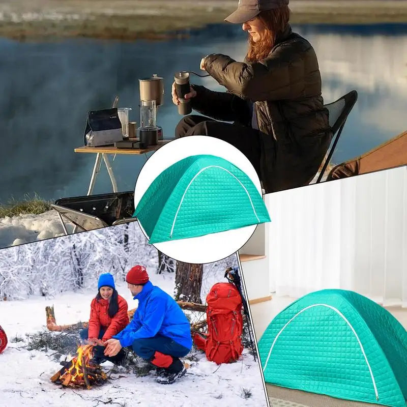 Outdoor Pop Up Tent winter Thickened warm cold protection tent Waterproof Portable Instant Camping Tent 1-2 People Travel Tent
