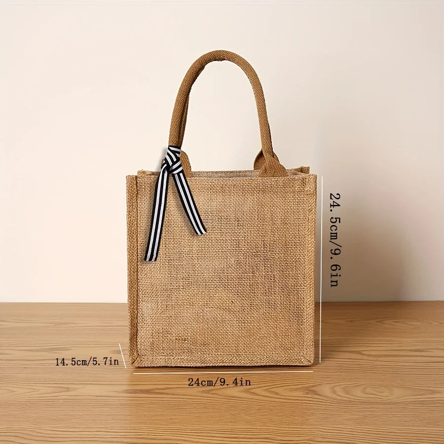 Jute handbag gift bag fashion versatile handheld large-capacity shopping bags out travel bag Tote bag men and women universal