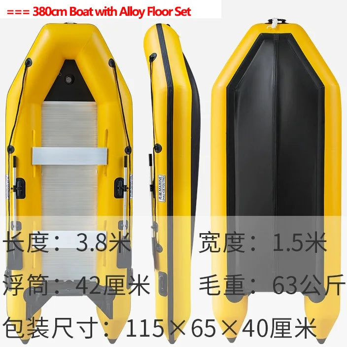 New 0.9mm Thickening Assault Boat with 3 Air Chamber Set 1-6 People Fishing Boat 360° Paddle Seat & Impact Resistant Wear Strips