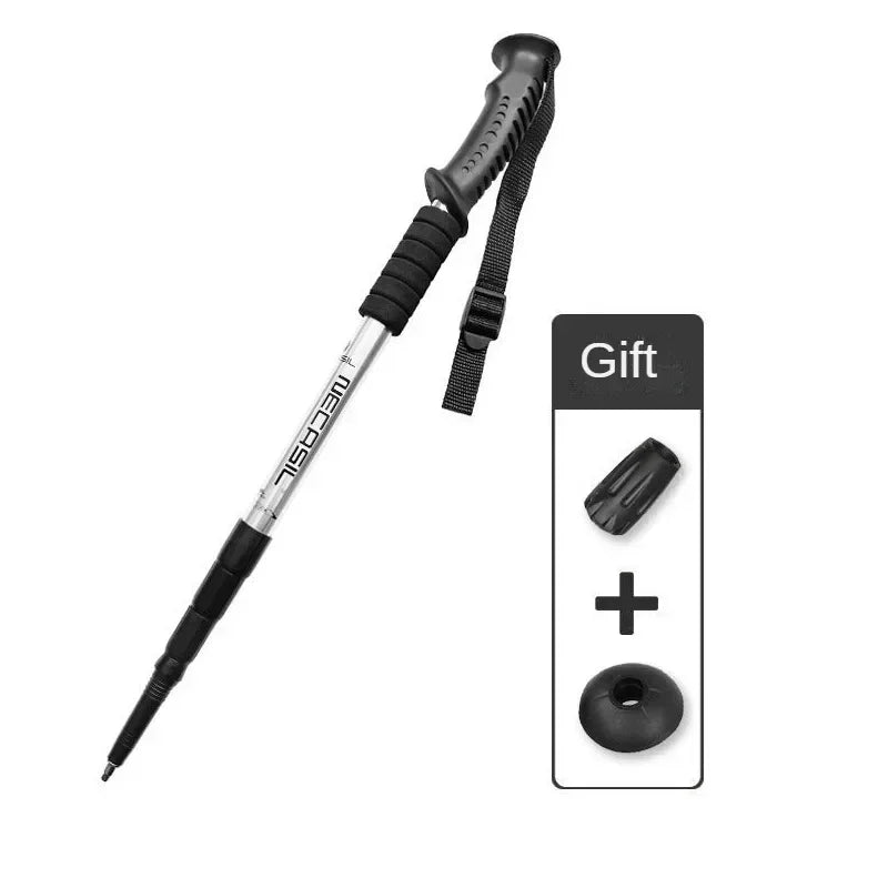 1-pack aluminum alloy telescopic trekking poles ultra-light shock-absorbing walking poles trekking poles
