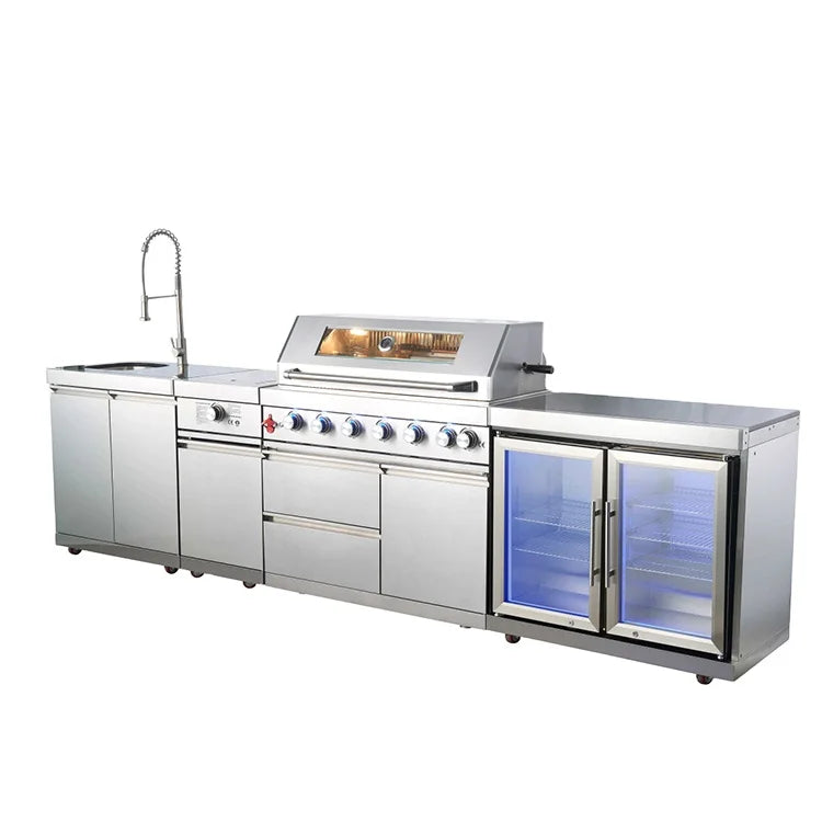 For High End 304 Stainless Steel Table Top Outdoor Kitchen Island BBQ Grill with Sink for Home Use