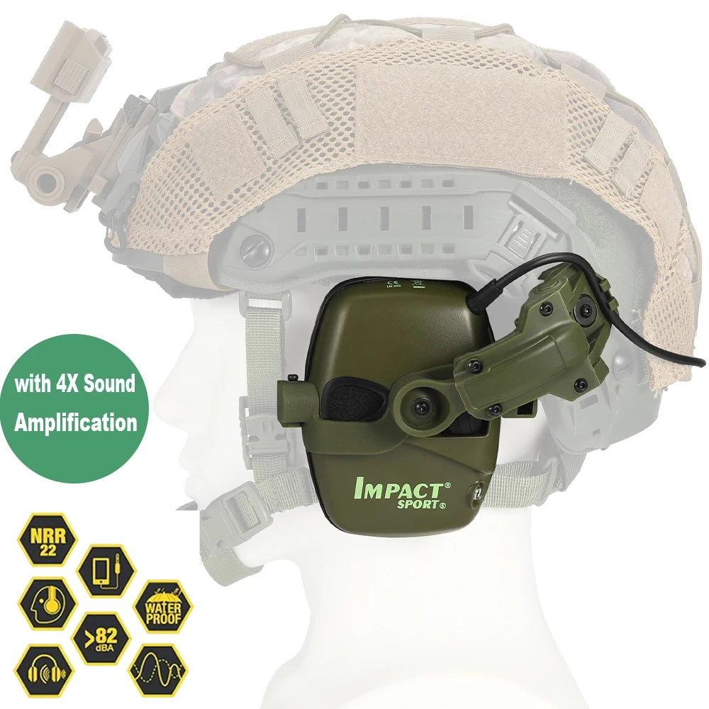 Electronic Shooting Headset Helmet Mounted Version Hunting Pickup and Noise Reduction Tactical Headset Hearing Protection