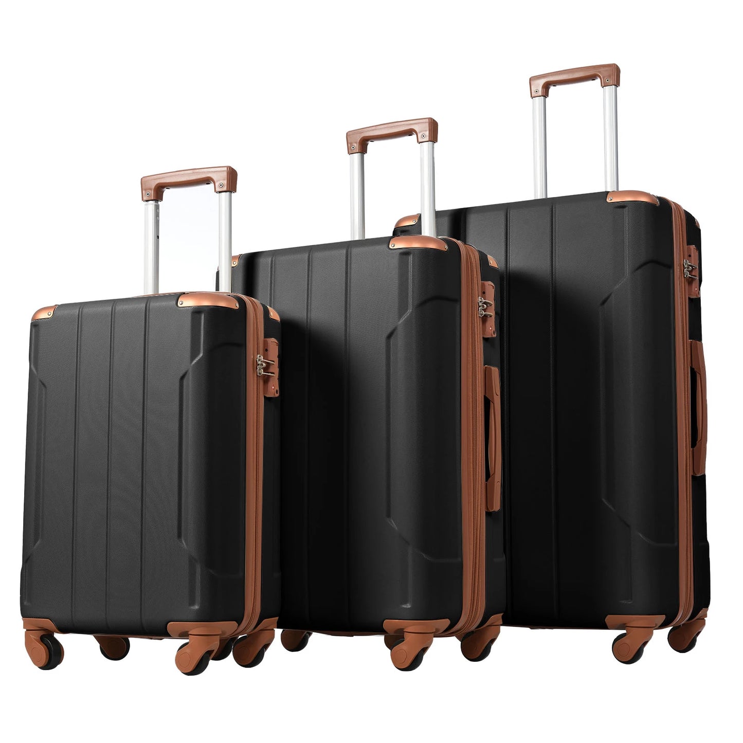 3 PCS ABS Rolling Luggage with Spinner Wheels 24'' 28'' Expandable Travel Suitcase TSA Approved Lock 3-level Telescopic Handle