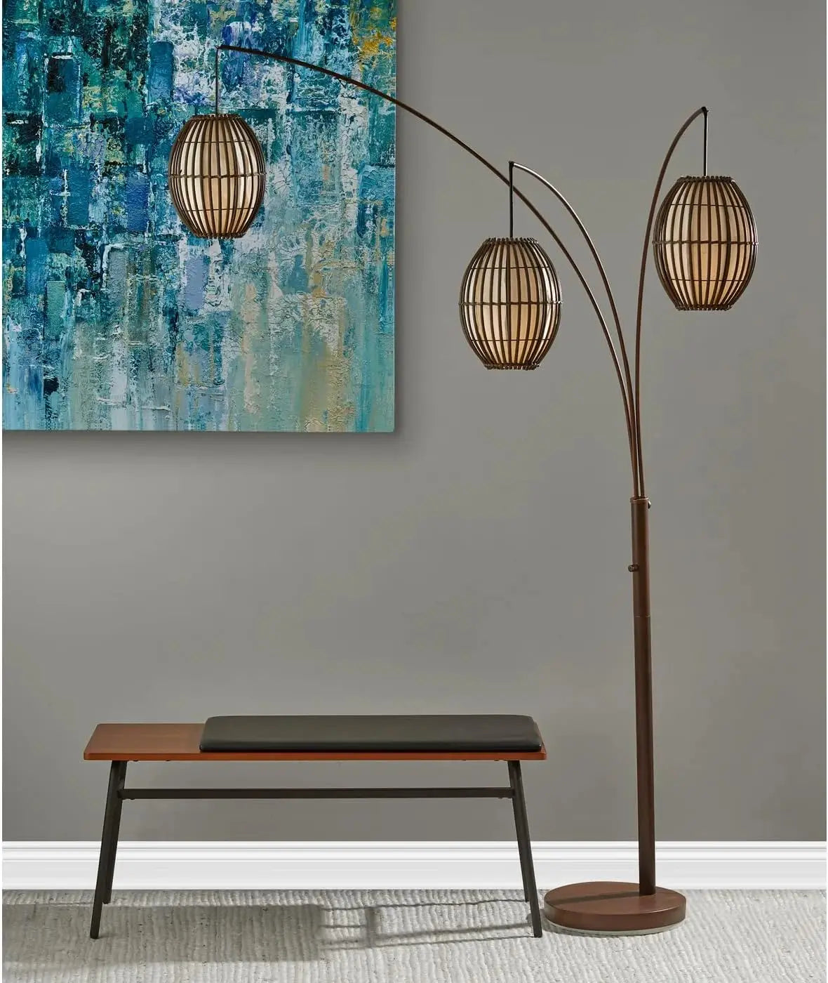 4026-26 Maui Arc Lamp, 82 in., 3x60W Incandescent,13 CFL, Antique Bronze, 1 Floor Lamp