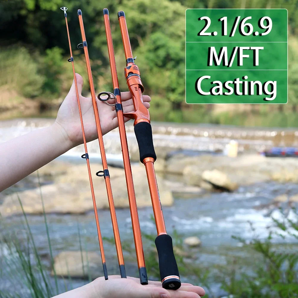 BAKAWA 1.8M 2.1M Casting Spinning Fishing Rods 4 Section UltraLight Portanble Lure Feeder Pole Travel Pesca Saltwater Freshwater