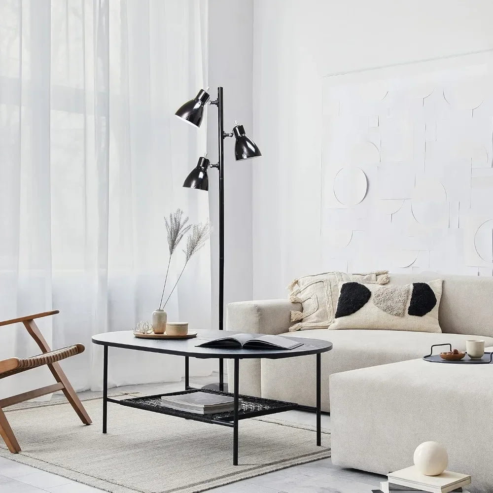 Simple Designs LF2007-BLK Metal 3 Light Tree Floor Lamp