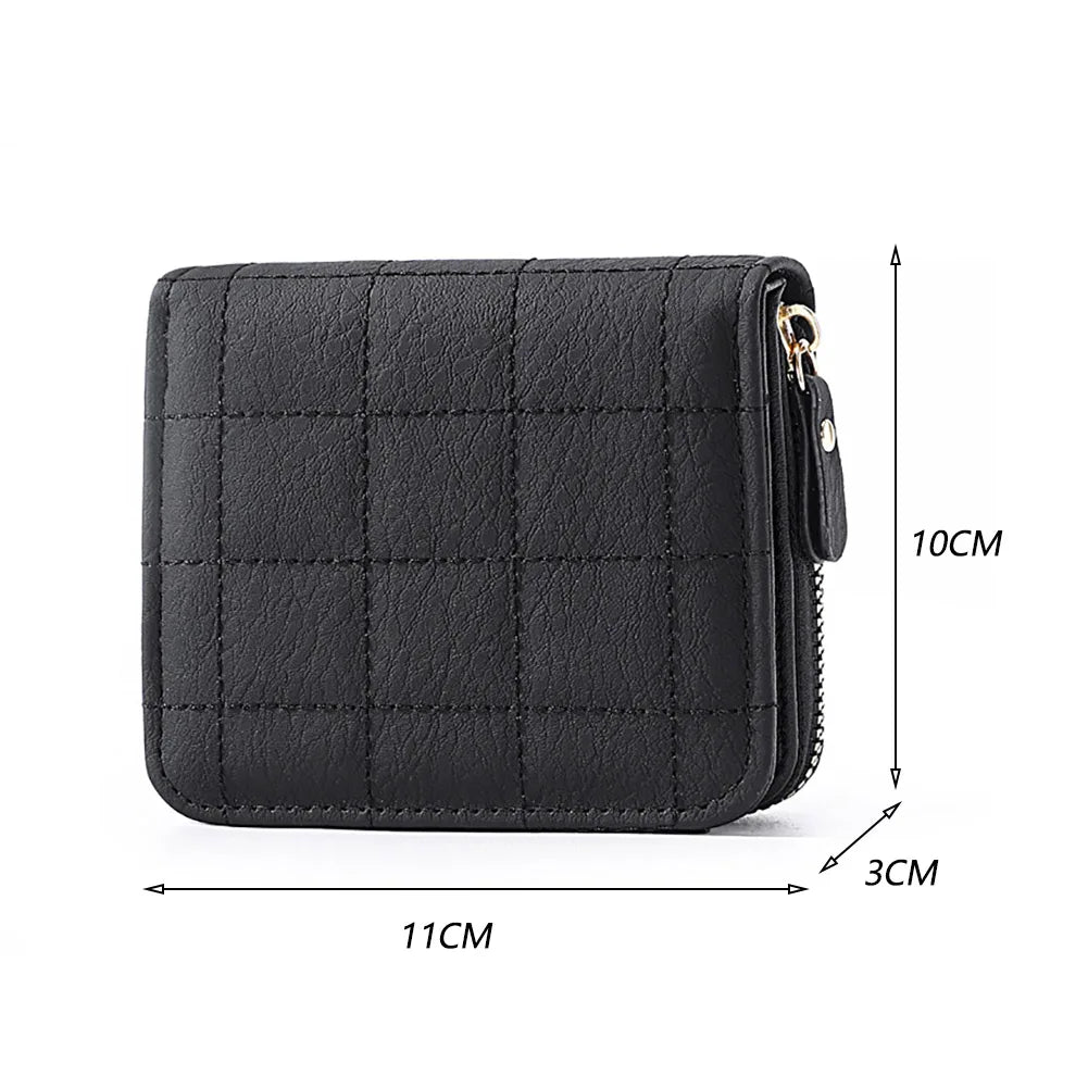 Women Men Coin Purse Simple PU Leather Wallet Zipper Solid Color Bifold Design Daily Men Card Holder Accessories