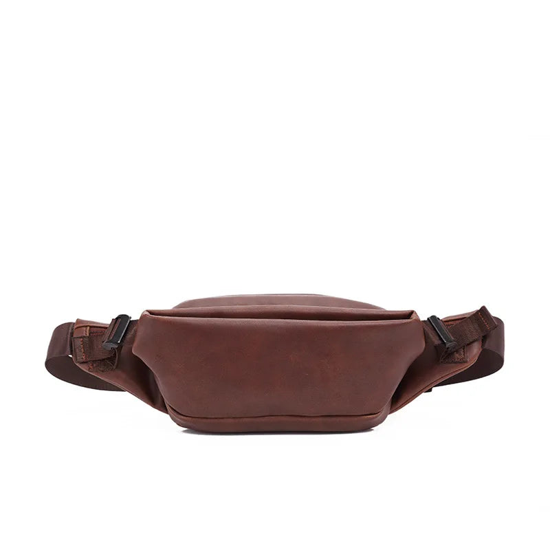 Leather Fanny Pack Waist Bag for Men Hip Bum Bag Travel Pouch Crossbody Chest Bags Shoulder Daypack Multiple Pockets Waist Pack