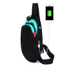 Fashion Backpack USB Charging Night Luminous Shark Laptop Backpack Students Chest Bag Teenagers School Bags Travel Bag