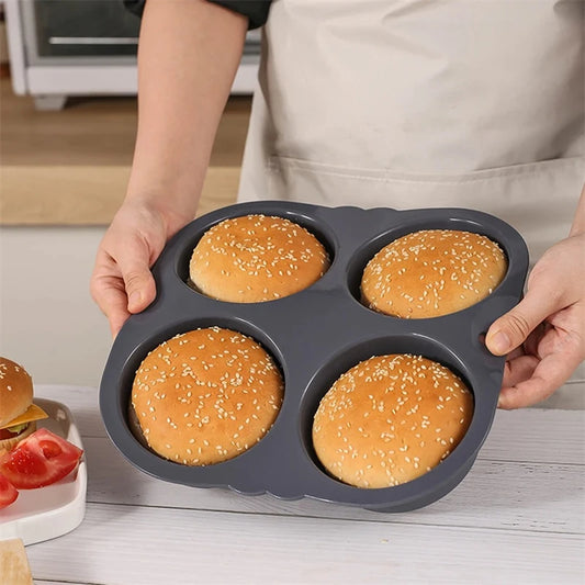 Hamburger Baking Mold Silicone mould Food Grade Bread Bun Baked Plate Non-Stick cake Pan Home Kitchen Bakeware BPA Free