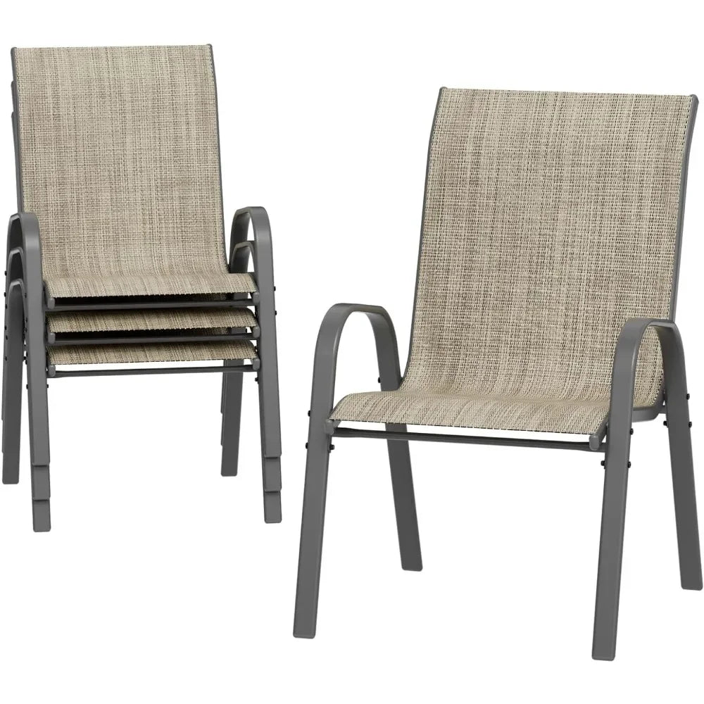 Patio Dining Chairs Set of 4, Outdoor Furniture Chairs, Breathable Seat Fabric and Alloy Steel Frame for Backyard, Porch, Garden