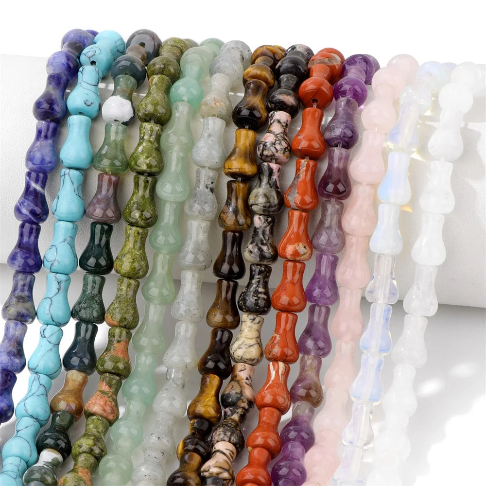 8x12mm Natural Vase Shape Stone Beads Agates Opal Tiger Eye Gems Bead Polished Spacer Loose Beads for Jewelry Making Handmade