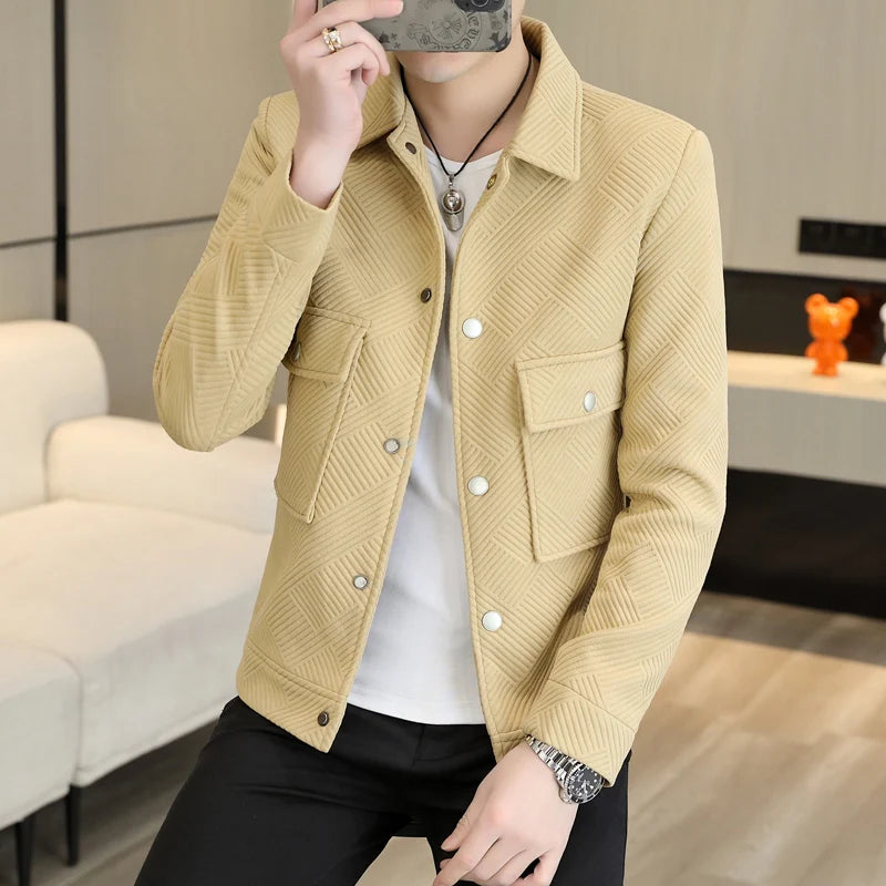 Autumn Korean Fashion Men's Jacket Slim Fit Long Sleeve Casual Business Outwear Windproof Social Streetwear Coats men clothing