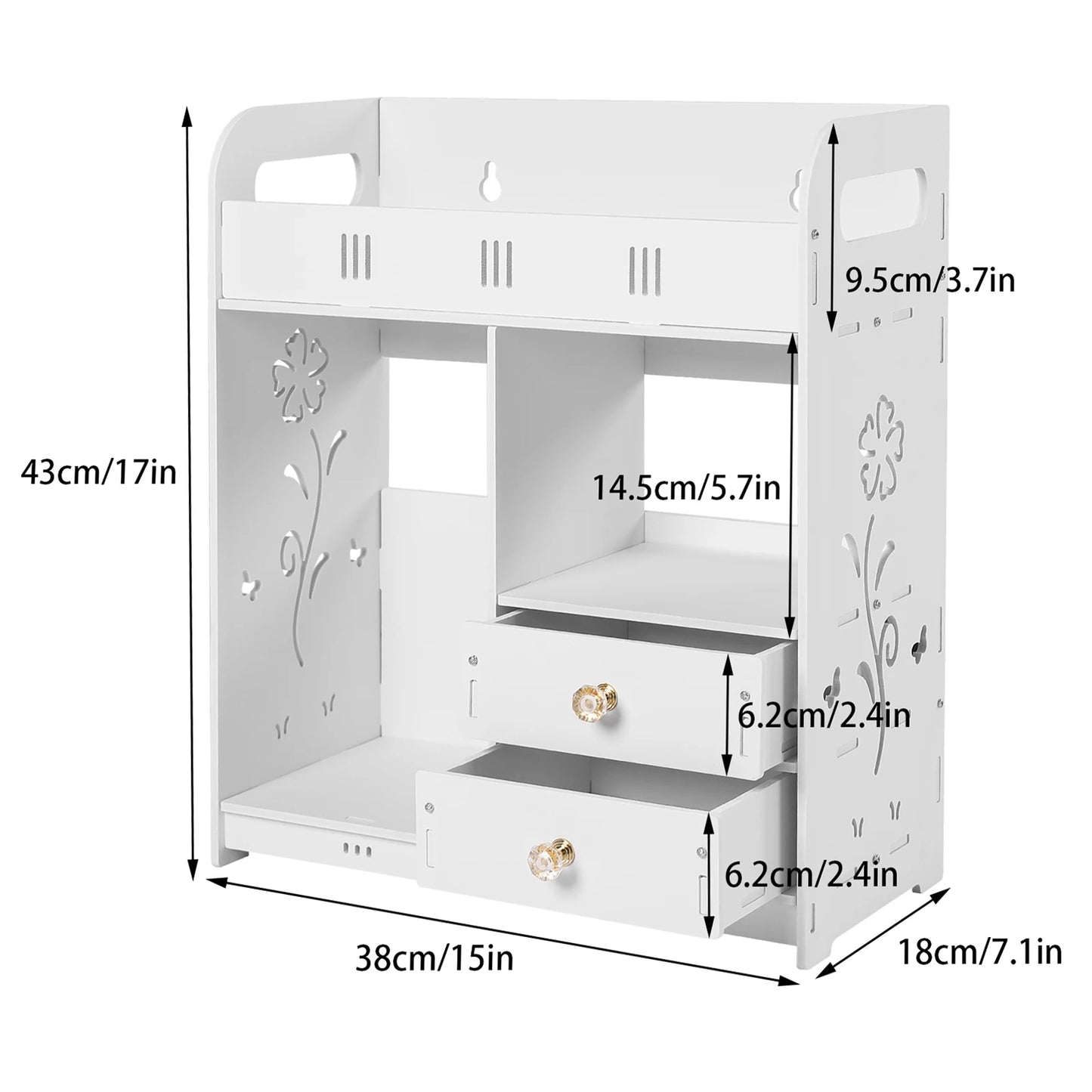 Bathroom Wall Cabinet Wall Mounted Shelf Small Kitchen Toilet Drawer Organizer