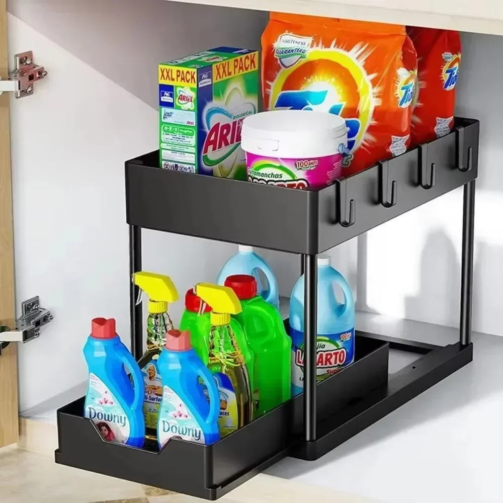 Under Sink Organizer Rack Kitchen Pull Out  Shelf Small-scale Drawer Simple Deposit Shelves Bathroom Desktop Put Racks Banheiro