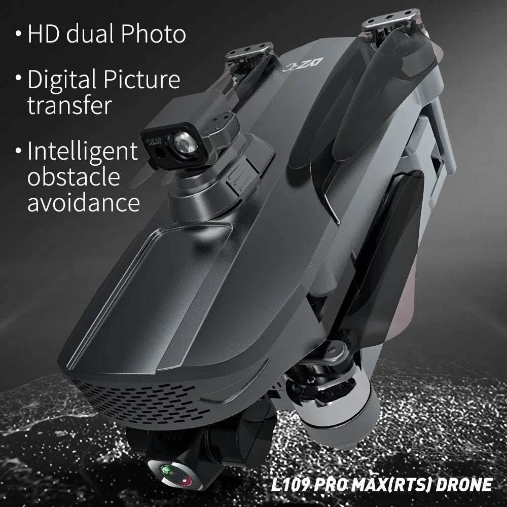 L109 PRO MAX RTS Drone 4K HD Dual Camera FPV 3-Axis Anti-Shake Gimbal Obstacle Avoidance Brushless Quadcopter Gifts Toys Drone