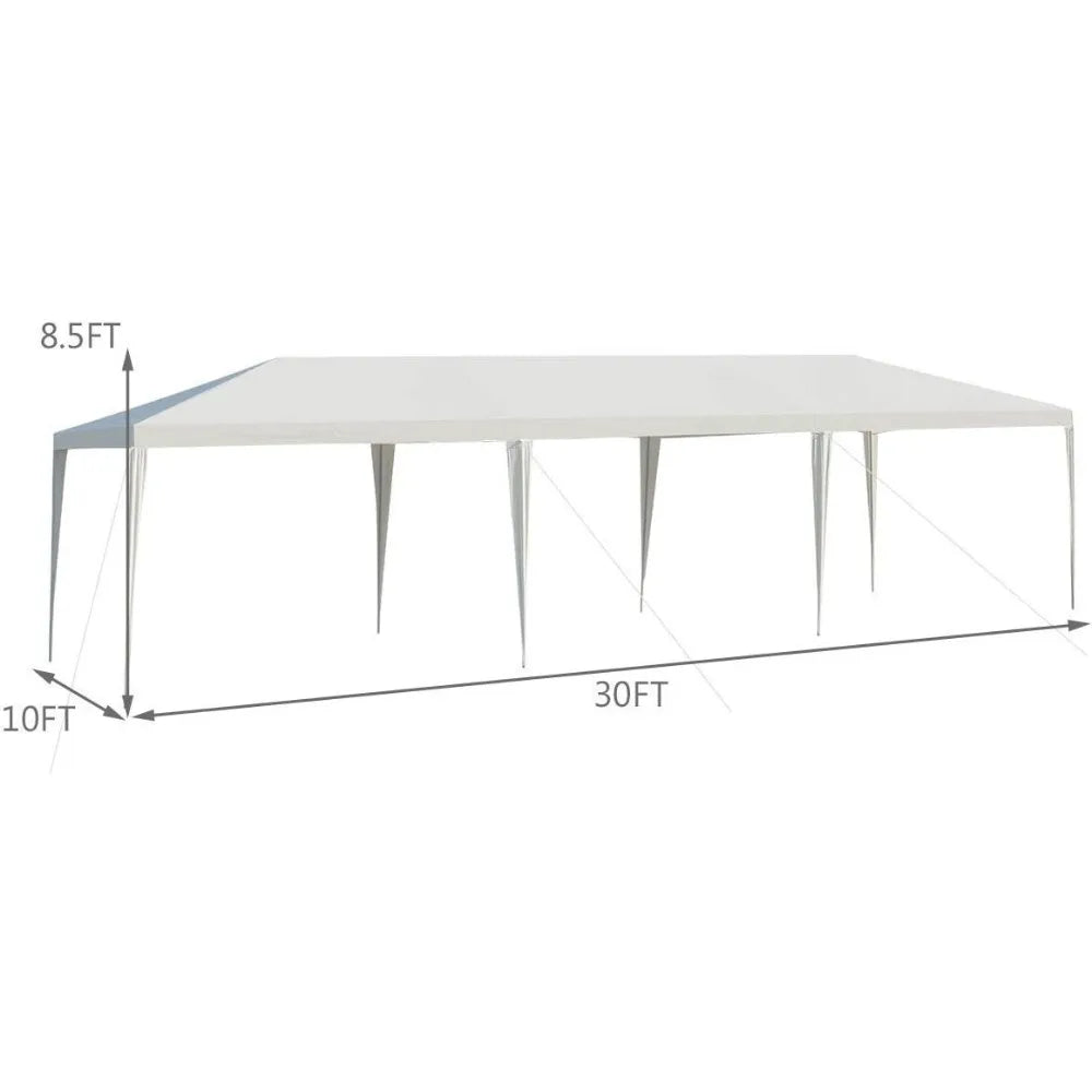 Feet Outdoor Canopy Tent, Wedding Party Tent with 16 Stakes & 8 Wind Ropes, Yard Enclosed White Tent for Events Parties,Backyard