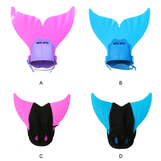 Children Mermaid Tail Flippers Kids Silicone Fins Diving Shoes Swimming Gear