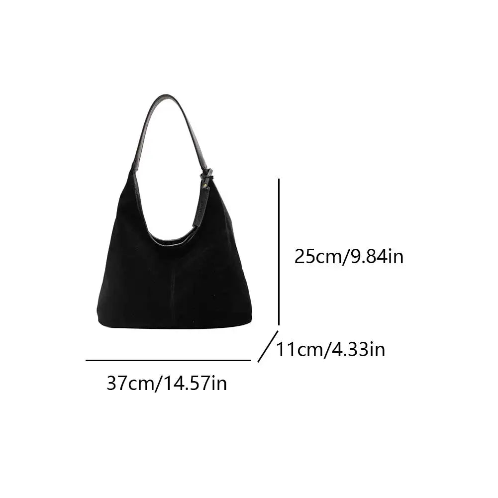 Women Suede Shoulder Bag Magnetic Closure Hobo Bag Suede Slouchy Tote Bag Large Capacity Purse Retro Handbag for Work Travel