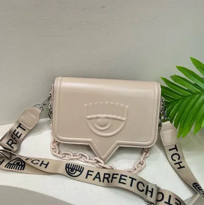 Luxury Brand Designer Bag Women 2024 Hit Embossed Eyes Chain Wide Strap Shoulder Bag Fashion Trend Cute Exquisite Crossbody Bag