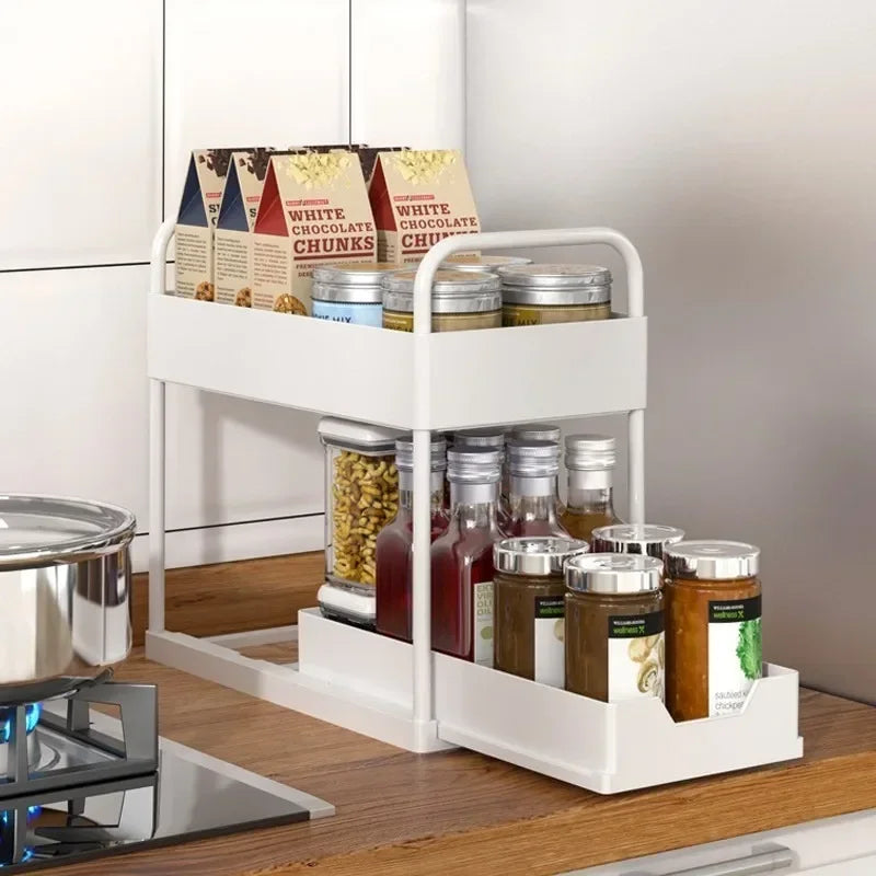 Under Sink Organizer Rack Kitchen Pull Out  Shelf Small-scale Drawer Simple Deposit Shelves Bathroom Desktop Put Racks Banheiro