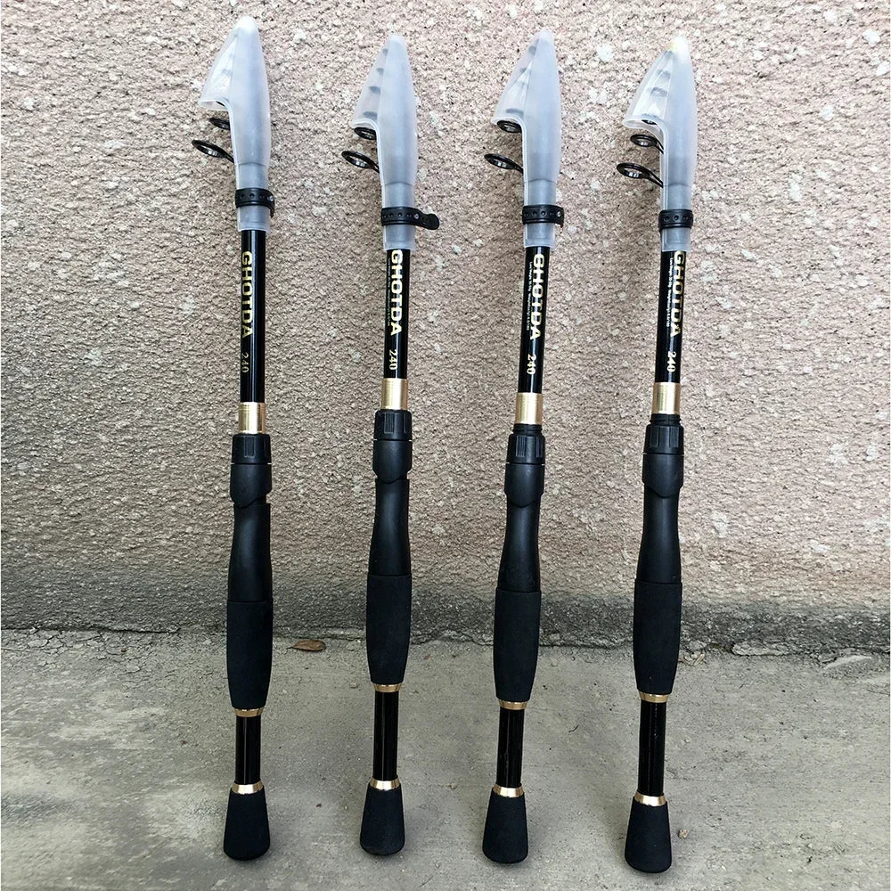 Telescopic Lure Fishing Rods High Quality 1.6m-2.4m Carbon Fiber Spinning Casting Fishing Jig Baitcasting Rod Mini Travel Pesca