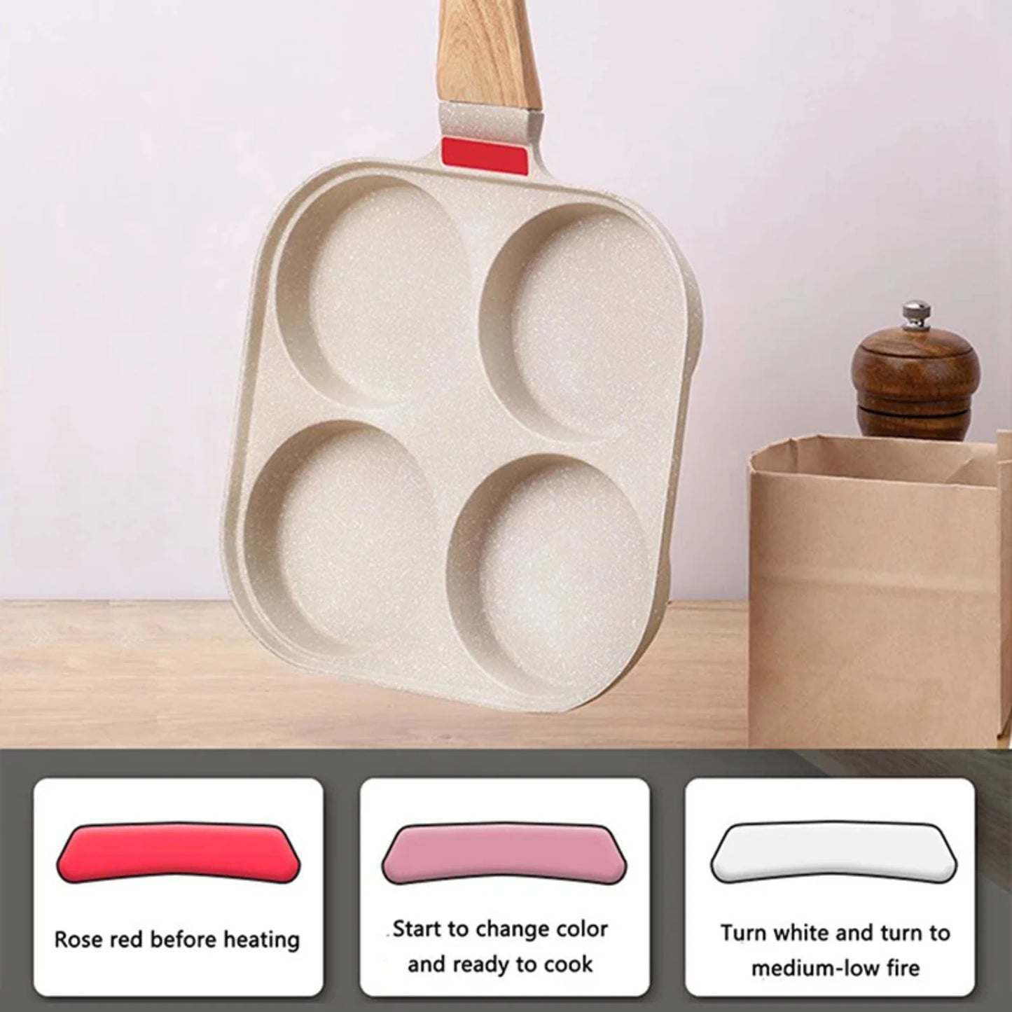 1 Pc Thickened 4 Holes Omelette Pan Non-Stick Egg Grilled Steak Breakfast Making Cooking Eggs Ham Oven tray Air fryer liner