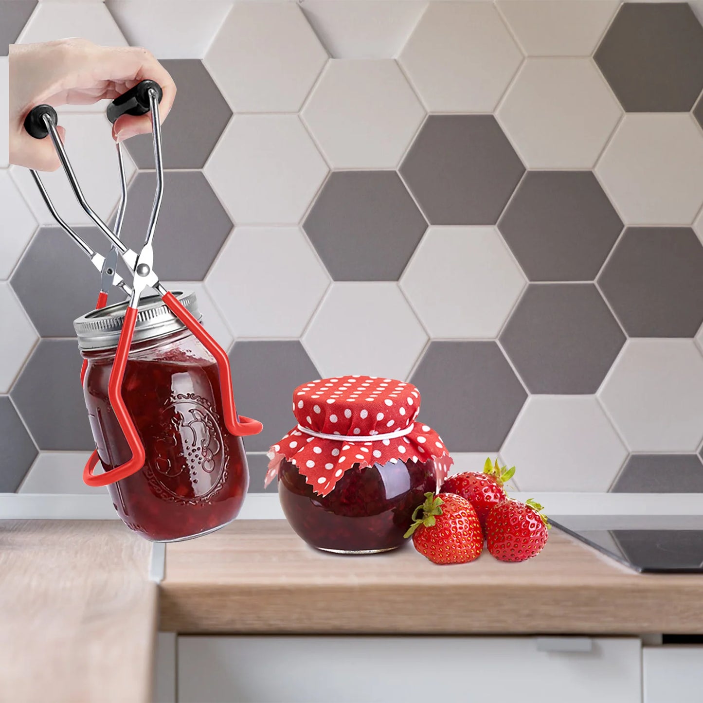 Lid Can Lifter Hand Opener Kitchen Accessories Key Chain Canning Lifting Tongs Red Plastic Mason Jars