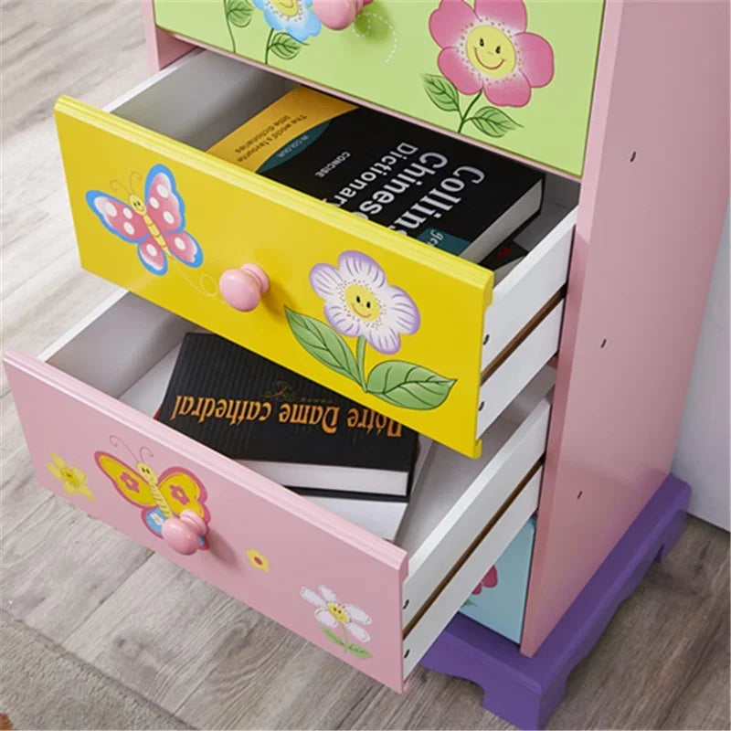 Living room kids room organizer storage chest of drawers wooden cabinet for kids