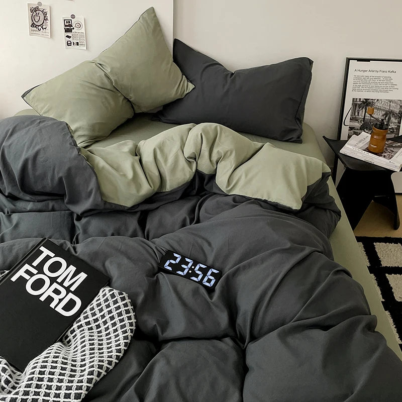 Simple Blue Solid Color Bedding Set Soft Brushed Duvet Covers Pillowcase for Girls Boys Twin Queen King Fashion Comforter Cover