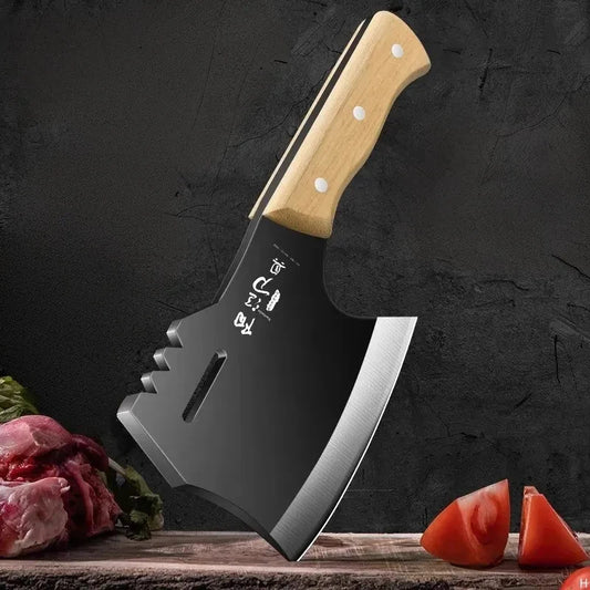 High Hardness Thickened Bone Chopping Axe for Butchers Kitchen Knife Black Wood Handle Forged Forged Bone Chopping Knife