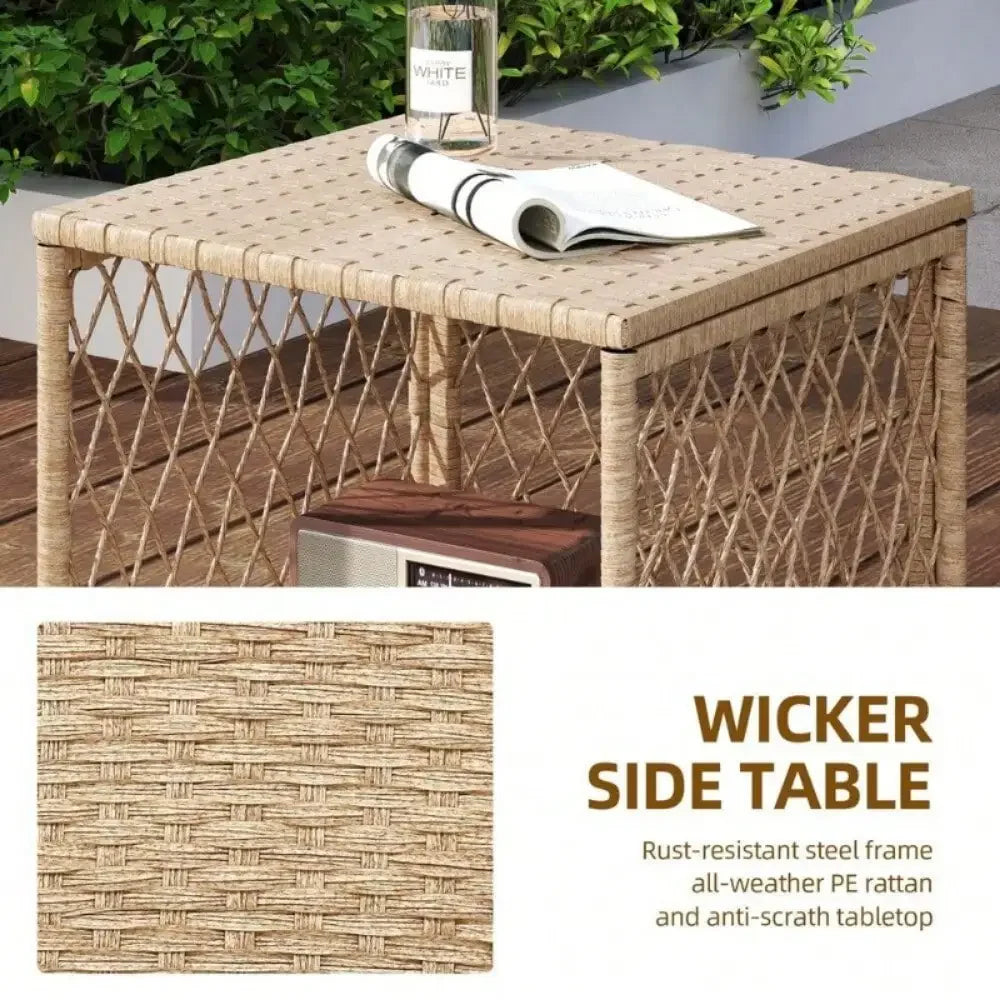 3 Pieces Patio Furniture Set Sofa Chair PE Rattan Wicker Outdoor With Cushion