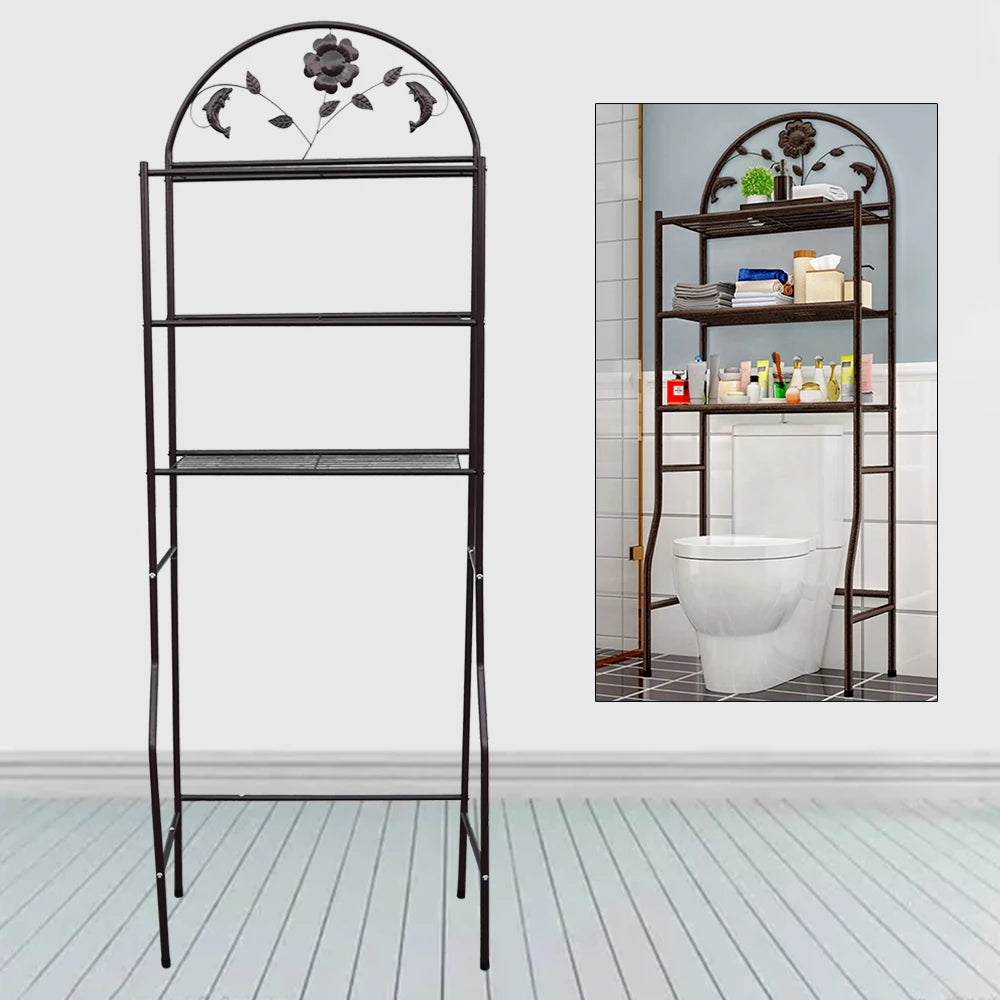 Toilet Storage Rack Metal Over-The-Toilet Storage Shelf Freestanding Storage Rack Space Saving for Bathroom