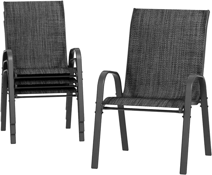 Patio Dining Chairs Set of 4, Outdoor Furniture Chairs, Breathable Seat Fabric and Alloy Steel Frame for Backyard, Porch, Garden